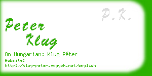 peter klug business card